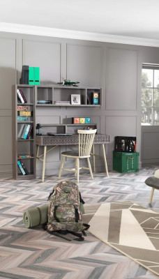 Computertisch Set 3tlg Schreibtisch Bücherregal Holz Grau Regale Tisch