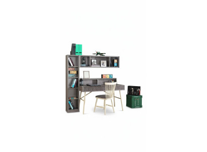Computertisch Set 3tlg Schreibtisch Bücherregal Holz Grau Regale Tisch