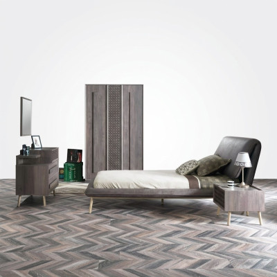 Komplete Jugendbett Kindermöbel Kinderzimmer Bett Holz Grau Set 5tlg