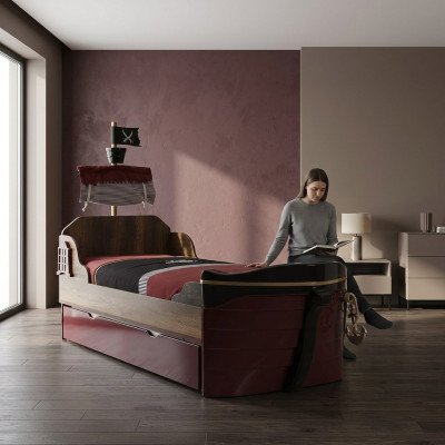 Funktionsbett Pirat Betten Kinderbett Bett Holz Jugendbett Braun Piraten