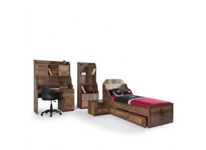 Kinderzimmer Garnitur Pirat Bettrahmen Jugendbett Holz Braun 5tlg Set