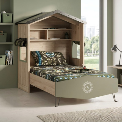 Design Bettrahmen Bett Holz Grün Jungen Kindermöbel Kinderbett Modern