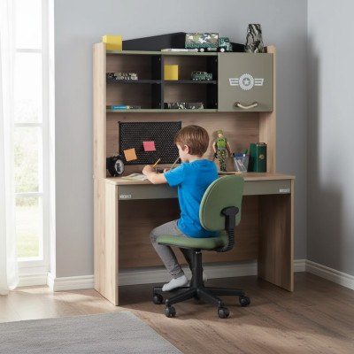 Garnitur Schreibtisch Set Holz Tisch Bücherregal Grün Kinderzimmer