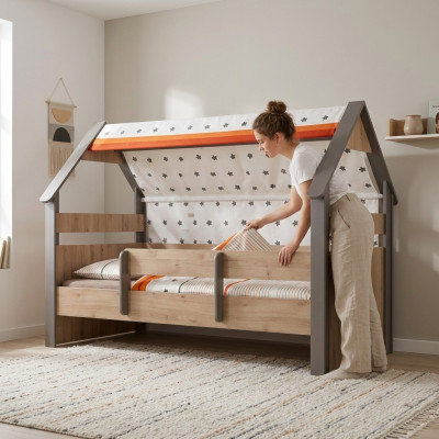 Kinderbett Bett Bettrahmen Kinderzimmer Holz Braun Betten Kindermöbel
