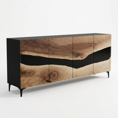 Epoxidharz Sideboard Kommode Braun Wohnzimmer Holz Anrichte Moderne