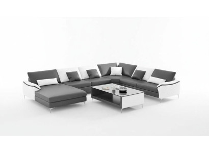  Wohnlandschaft Couchen Ledersofa Ecksofa U Form Schwarz Sofa Groß Neu
