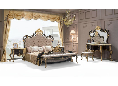 Doppelbett Garnitur Chesterfield Luxus Schlafzimmer Bett 6tlg Schwarz betten