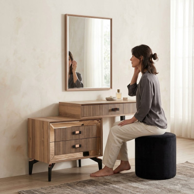 Luxus Frisiertisch Schminktisch Konsoletisch Kommode Set 2tlg Gold