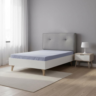 Kinderbett Bett 100 cm Jugendbett Holz Grau Kinderzimmer Stoff Modern