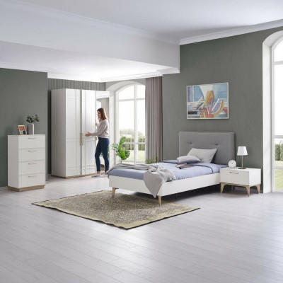 Kinderzimmer Garnitur Kinderbett Jugendbett Bett Set 4tlg Weiß Holz