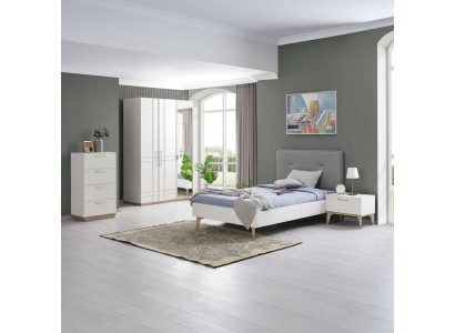 Kinderzimmer Garnitur Kinderbett Jugendbett Bett Set 4tlg Weiß Holz