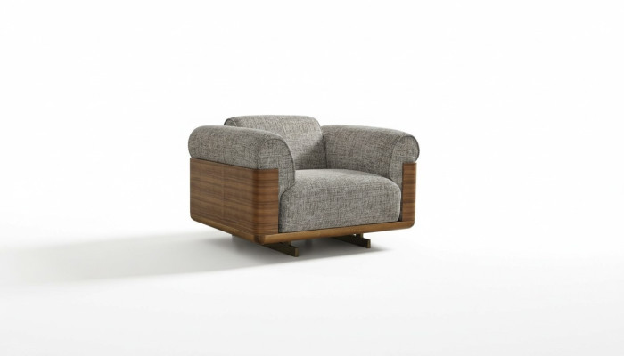 Sessel Stoff Ohrensessel Sitzer Polyester Grau Wohnzimmer Modern