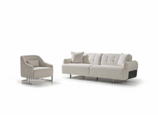 Luxus Couchen Polstersofa Weiß Komplette Dreisitzer Sessel 2tlg Sofas