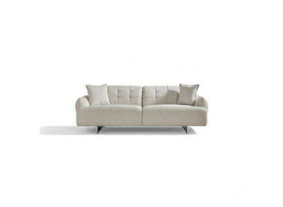 Sofa Dreisitzer 3 Sitzer Polstersofa Stoff Polyester Couch Modern Weiß