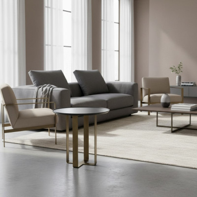 Beistelltisch Tisch Couchtisch Wohnzimmer Edelstahl Gold Möbel