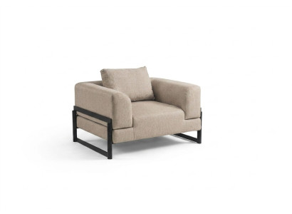 Sessel Einsitzer Stoff Ohrensessel Sitzer Polyester Grau Neu Wohnzimmer 