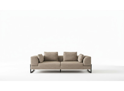 Sofa Dreisitzer 3 Sitzer Polstersofa Grau Stoff Stoffsofa Holz Sofas