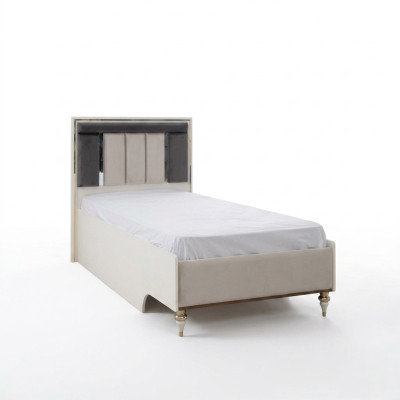 Kinderbett Bettrahmen Bett 120cm Kinderzimmer Bettgestelle Beige Stoff