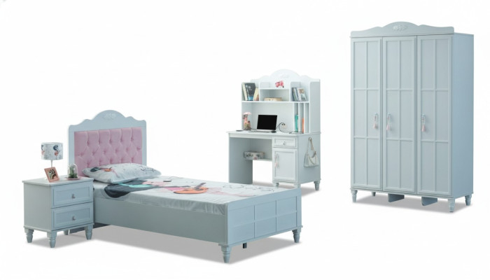 Weiß Gruppe Kinderbett Kindermöbel Kinderzimmer Bett Holz Set 4tlg