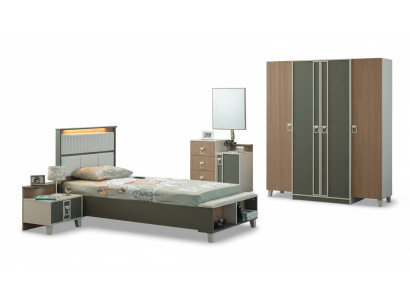 Komplette Kindermöbel Kinderbett Bett Holz Set 5tlg Kinderzimmer Grau