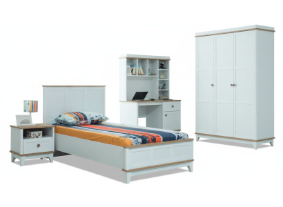 Jugenbett Kindermöbel Kinderbett Komplette Weiß Holz Set 4tlg Modern