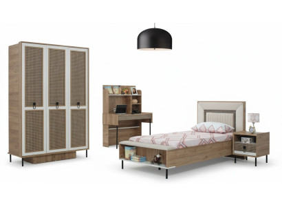 Moderne Komplette Kindermöbel Kinderbett Braun Holz Set 4tlg Bett Neu