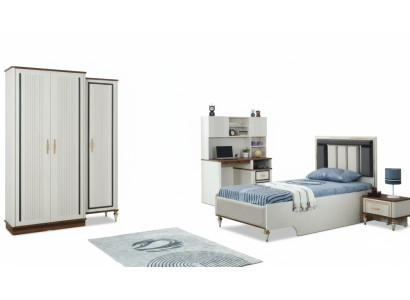 Komplette Jugenbett Kindermöbel Kinderbett Weiß Holz Set 4tlg Modern