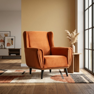 Sessel Einsitzer 1 Sitzer Stoffsessel Orange Design Clubsessel Modern
