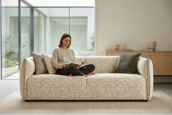 Dreisitzer Sofa 3 Sitzer Beige Stoffsofa Stoff Modern Polstersofa Neu