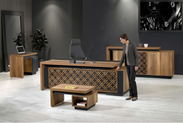 Klassische Komplette Arbeitszimmermöbel Schreibtisch 4tlg Holz Braun