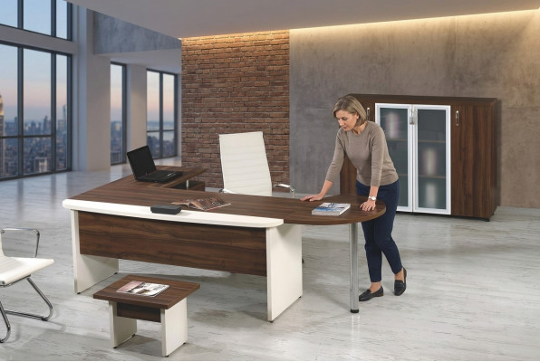 Klassischе Büromöbel Set 3tlg Eckbürotisch Komplettbüro Holz Braun