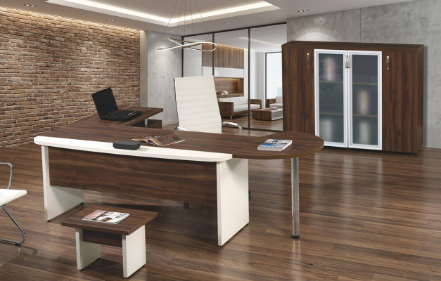 Klassischе Büromöbel Set 3tlg Eckbürotisch Komplettbüro Holz Braun