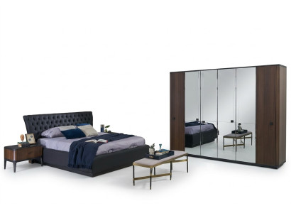 Bett Garnitur Doppelbett Schlafzimmer Set 4tlg Bettrahmen Schwarz Neu
