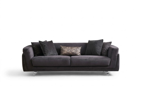 Dreisitzer Couch Sofa 3 Sitzer Grau Stoff Stoffsofa Polstersofa Design