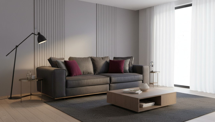Dreisitzer Couch Sofa 3 Sitzer Grau Stoff Stoffsofa Polstersofa Design