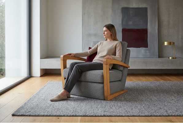 Sessel Einsitzer Stoff Wohnzimmer Klassische Grau Polster Sitzer Sitz