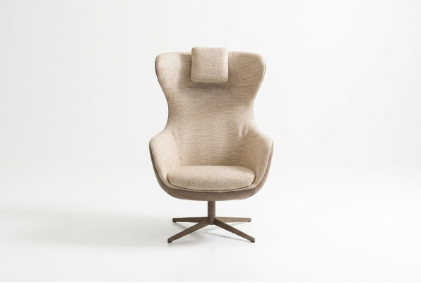 Sessel Ohrensessel Cocktailsessel Einsitzer Stoff Beige Moderne Sitzer