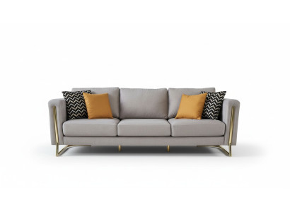 Dreisitzer Couch Sofa 3 Sitzer Grau Stoff Stoffsofa Polstersofa Modern
