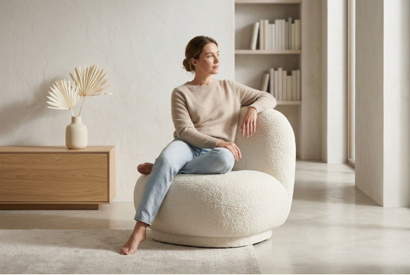 Sessel Cocktailsessel Moderne Weiß Polster Stoff Sitzer Einsitzer
