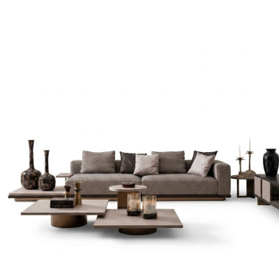 Garnitur Wohnzimmer Viersitzer Sofa 4 Sitzer Couchtische 5tlg Grau Set