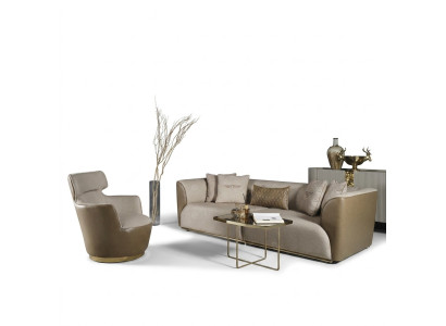Sofagarnitur Dreisitzer Sessel Stoffsofa Beige Polstersofa Sofas Set