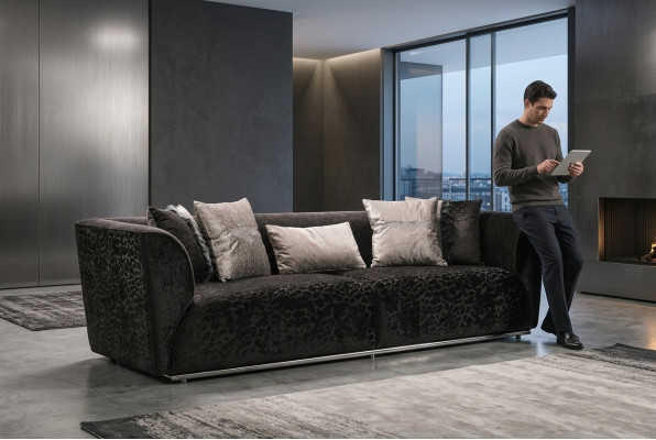 Dreisitzer Sofa 3 Sitzer Polstersofa Stoffsofa Moderne Sofas Schwarz