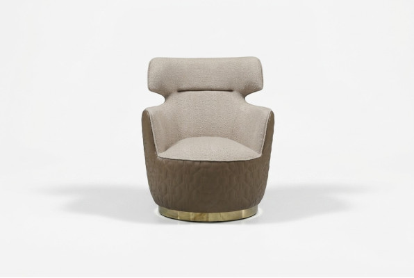 Ohrensessel Sessel Stoff Sitzer Einsitzer Beige Clubsessel Moderne