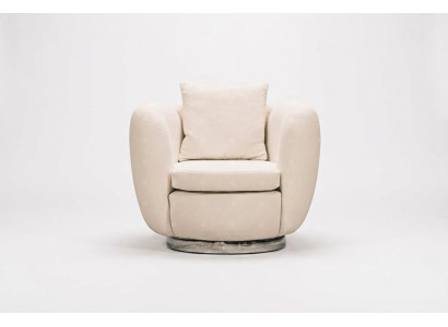 Moderne Sessel Einsitzer Sitzer Weiß Stoff Wohnzimmer Relaxsessel