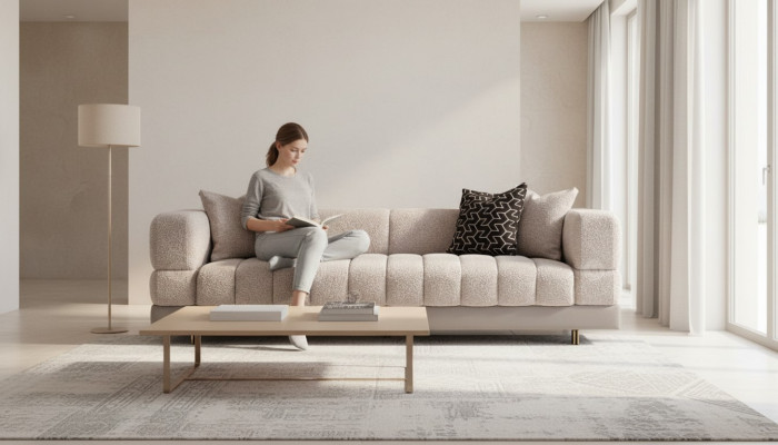 Dreisitzer Couch Sofa 3 Sitzer Polstersofa Stoffsofa Moderne Grau