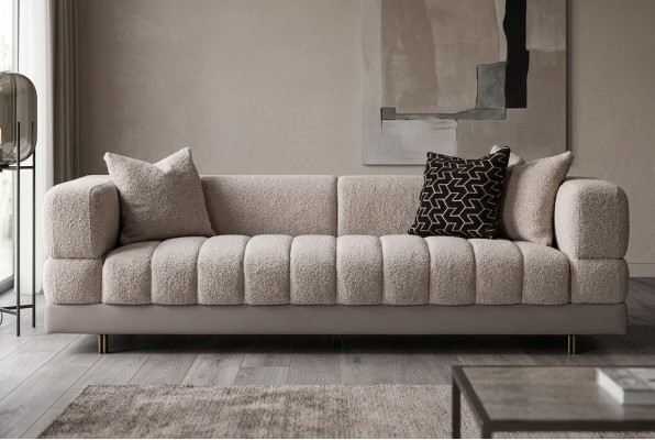 Dreisitzer Couch Sofa 3 Sitzer Polstersofa Stoffsofa Moderne Grau