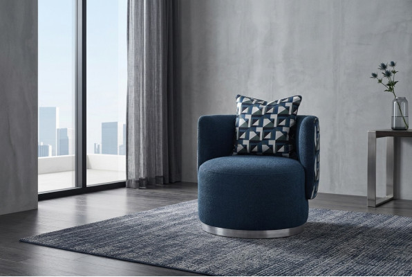 Relaxsessel Sessel Moderne Blau Polster Stoff Sitzer Design Modern