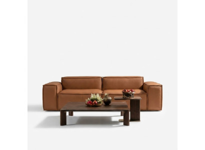 Luxus Dreisitzer Sofa 3 Sitzer Braun Polstersofa Couch Kunstleder Neu