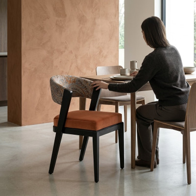 Küchenstühle Esszimmerstühle Stuhl Set 6tlg Stühle Orange Gruppe Holz
