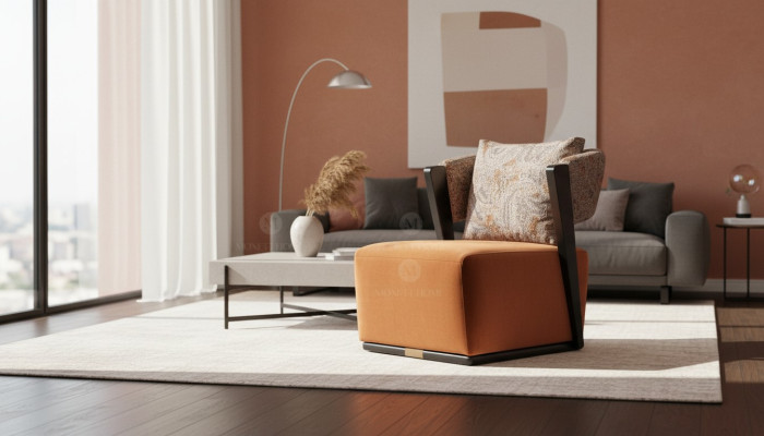 Sessel Ohrensessel Cocktailsessel Relaxsessel Orange Stoff Modern Sitz